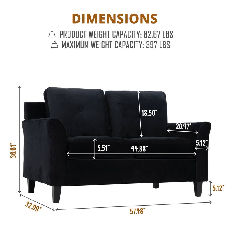 Affordable Tufted Sofa & Loveseat – Black Microfiber Couch for Small Spaces