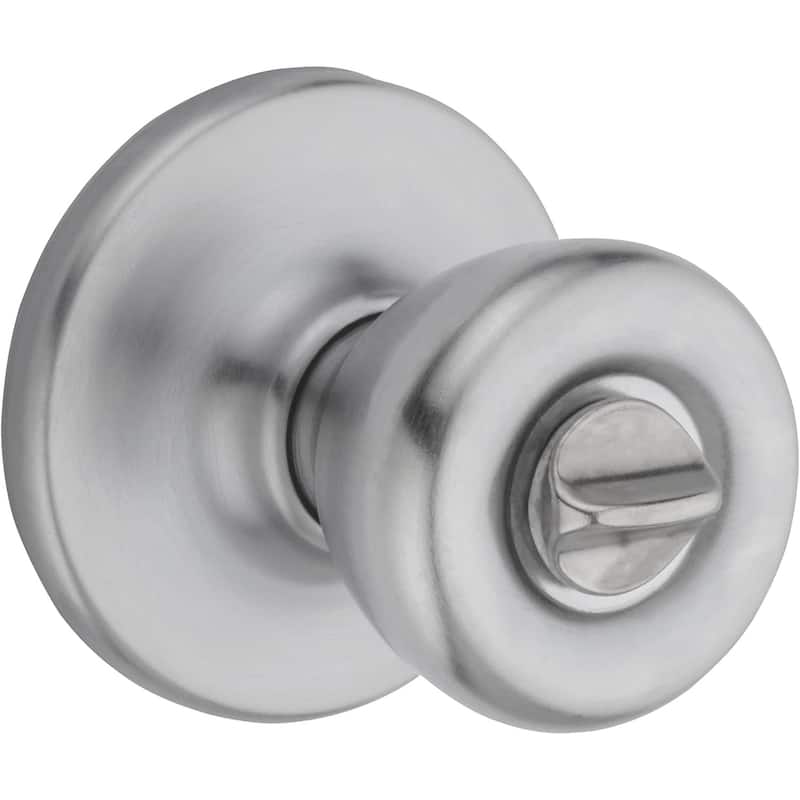 Kwikset Tylo Interior Privacy Door Knob with Lock, Door Handle For Bathroom and Bedroom, Satin Chrome