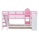 preview thumbnail 98 of 98, Bunk Bed Castle Playhouse Solid Wood Stairs Bed Frame with Storage Shelves & 2 Drawers, Children's Slide Bed with Guardrail