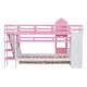 preview thumbnail 14 of 17, Twin over Twin Castle Bunk Bed with Drawers, Shelves and Slide, Pink