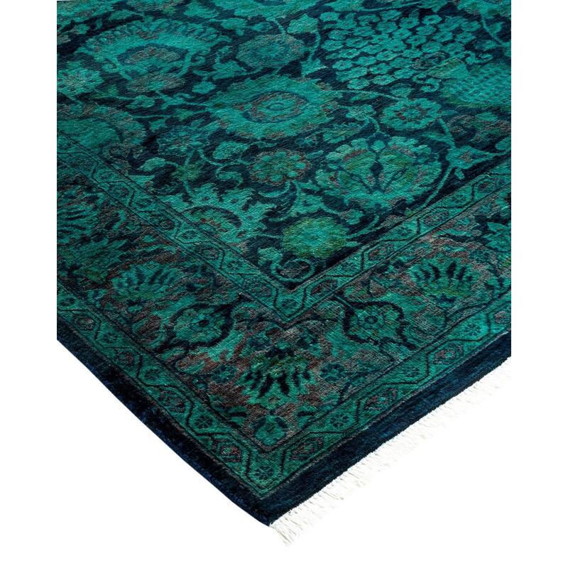 Overton Hand Knotted Wool Vintage Inspired Modern Contemporary Overdyed Navy Area Rug - 4' 2" x 6' 1"