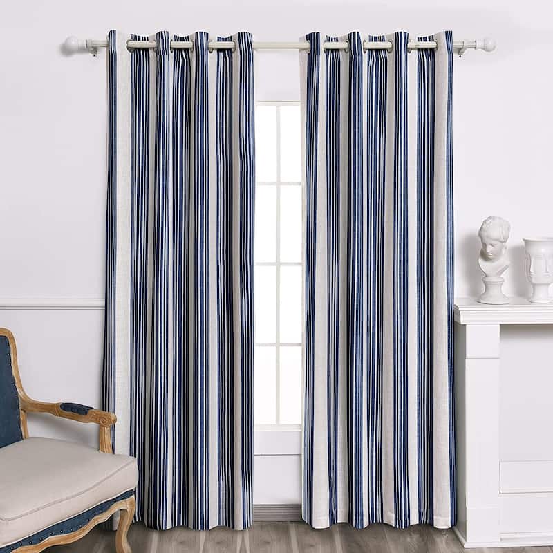 DriftAway Chris Vertical Striped Pattern Linen Textured Lined Blackout Window Curtains