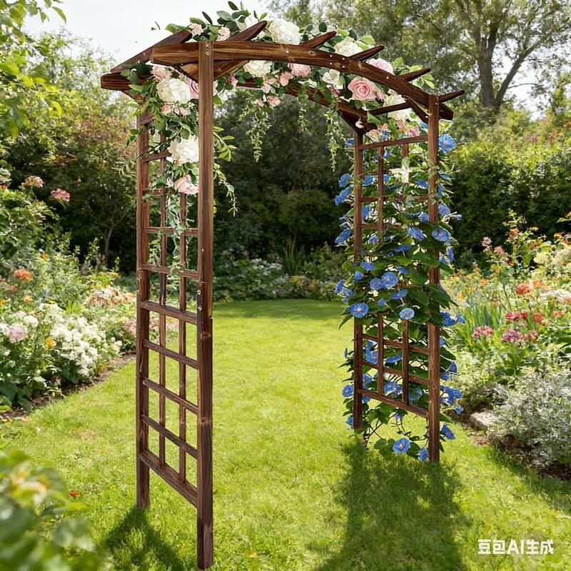 85-Inch Garden Pergola Arched-Top Suitable For Climbing Plants Teak - Brown