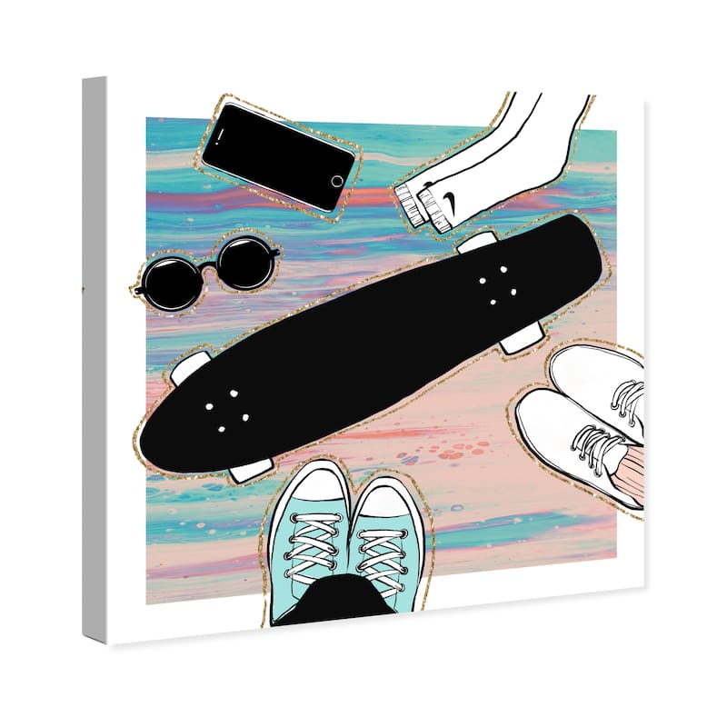 Wynwood Studio Prints Sports and Teams Skater Accessories Blue and Teal Wall Art Canvas Print