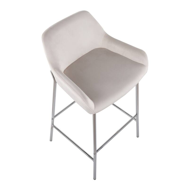 Silver Orchid Galotti Chrome Fixed-Height Upholstered Bar Stool - Set of 2