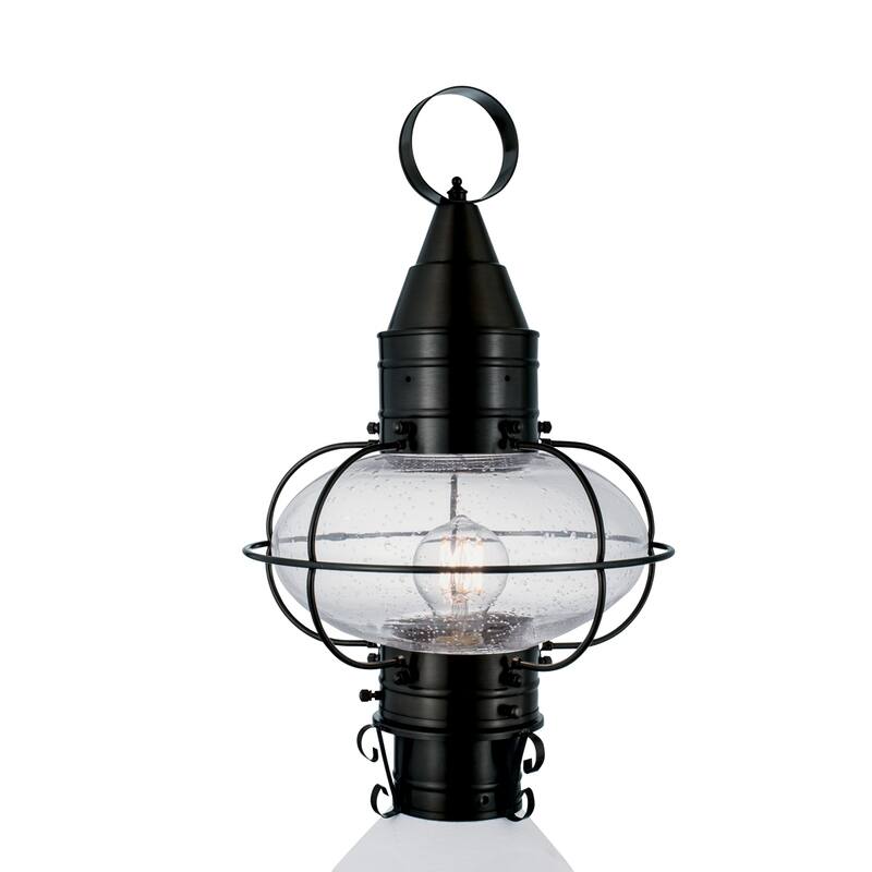 Elk Home Classic Onion Outdoor Post Light - Gun Metal with Seeded Glass