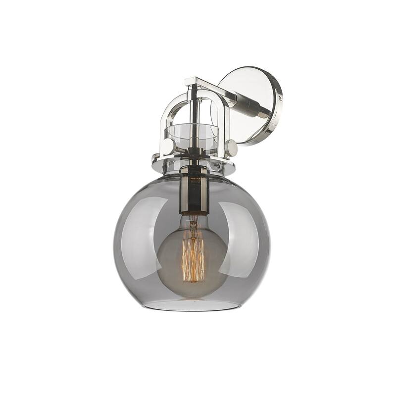 Innovations Lighting 410-1W-14-8 Newton Sphere Sconce Newton Sphere - Polished Nickel / Plated Smoke