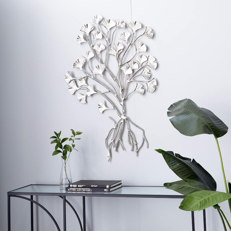 Silver Aluminum Floral Wall Decor