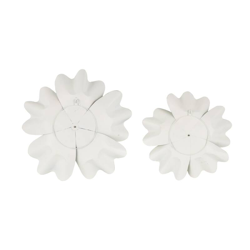 Metal Floral Home Wall Decor with White and Gold Accents - Set of 2 Multi Colored - Roche River Decor