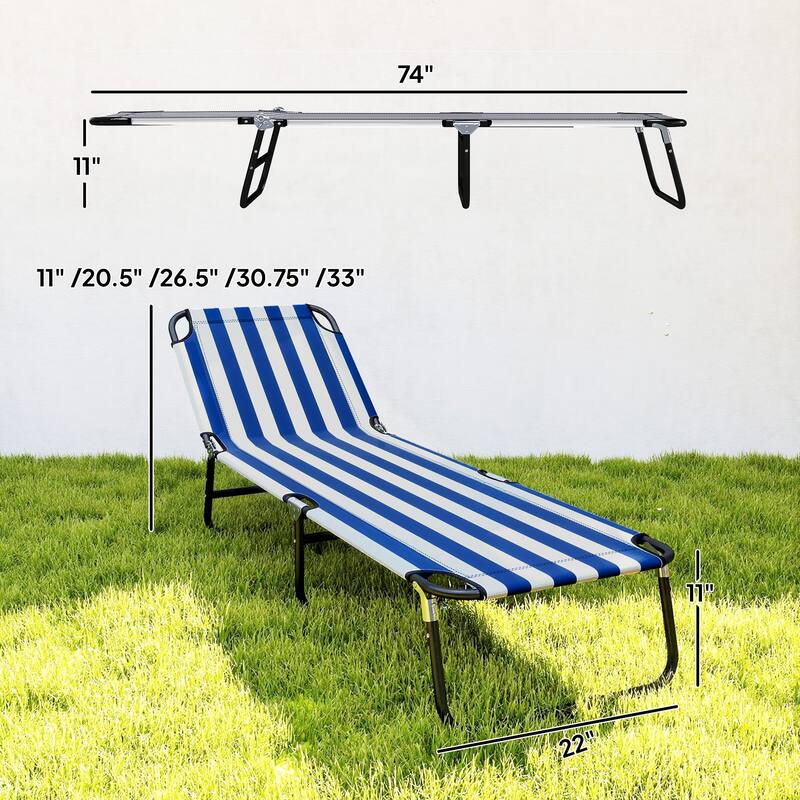 Outsunny Folding Chaise Lounge Pool Chairs, Outdoor Sun Tanning Chairs with 5-Level Reclining Back