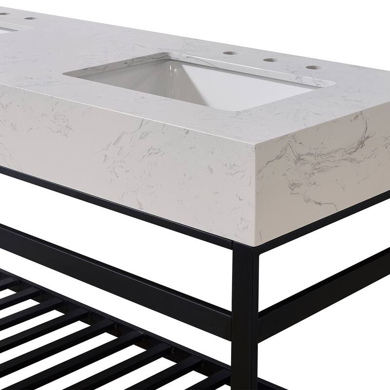 Altair Merano Bathroom Vanity Countertop in Aosta White Apron Finish Without Vanity - 60"