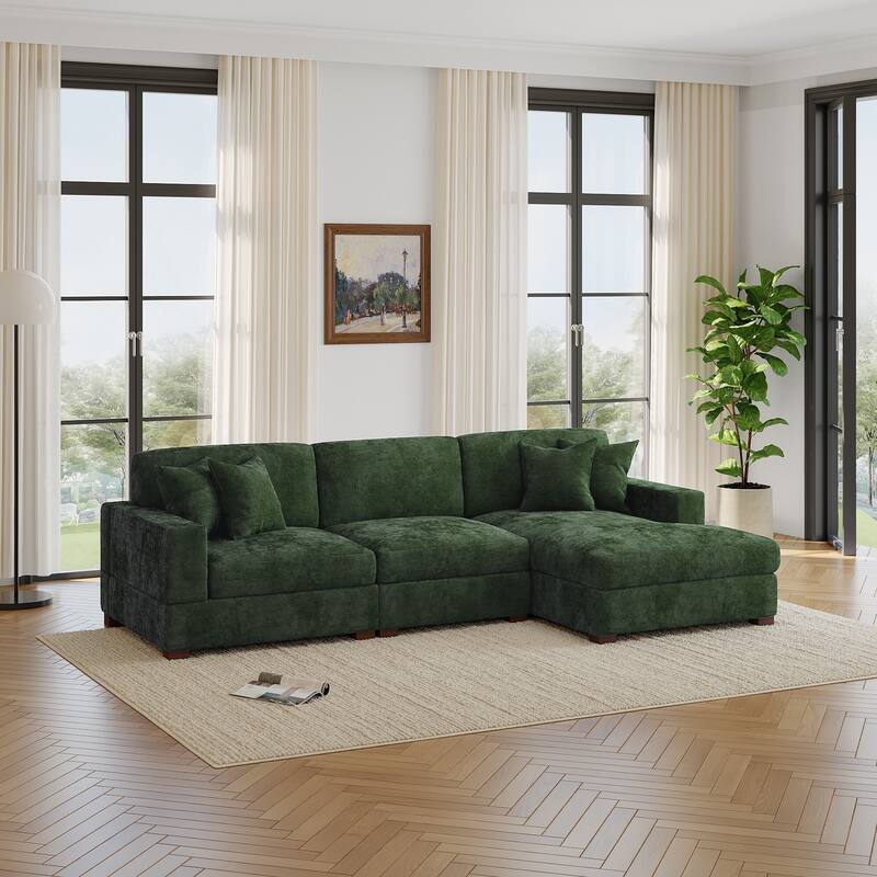 Oversized Modern Chenille Modular Sectional Sofa with Chaise