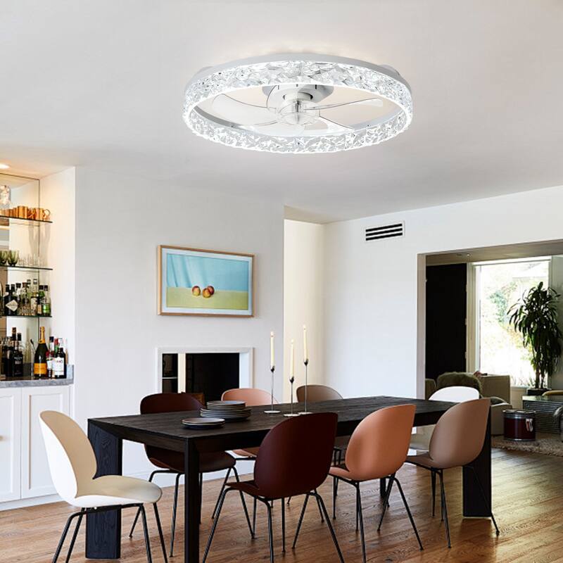 Low Profile Ceiling Fan with Light: 20-16 Inch, App Remote Control, Dimmable 3 CCT LED, 6 Wind Speeds, Ultra Quiet