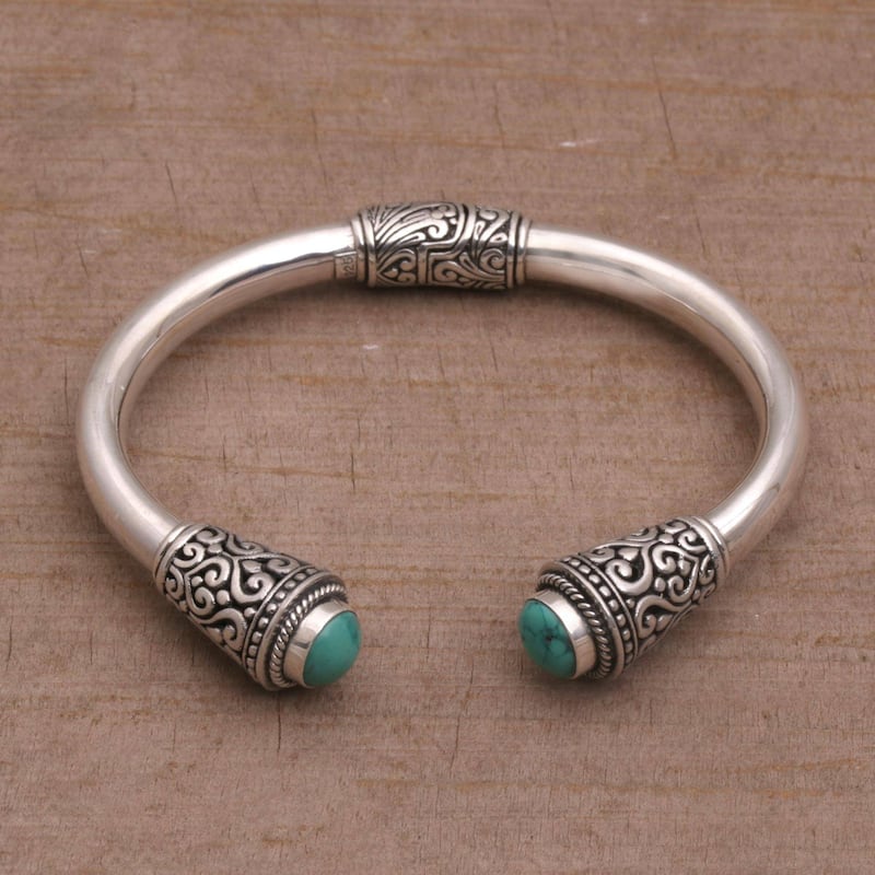 NOVICA Petal Temple, Turquoise cuff bracelet