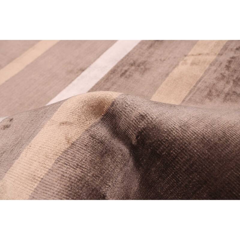 ECARPETGALLERY Hand Loomed Loreto Brown Viscose Rug - 5'1 x 7'5