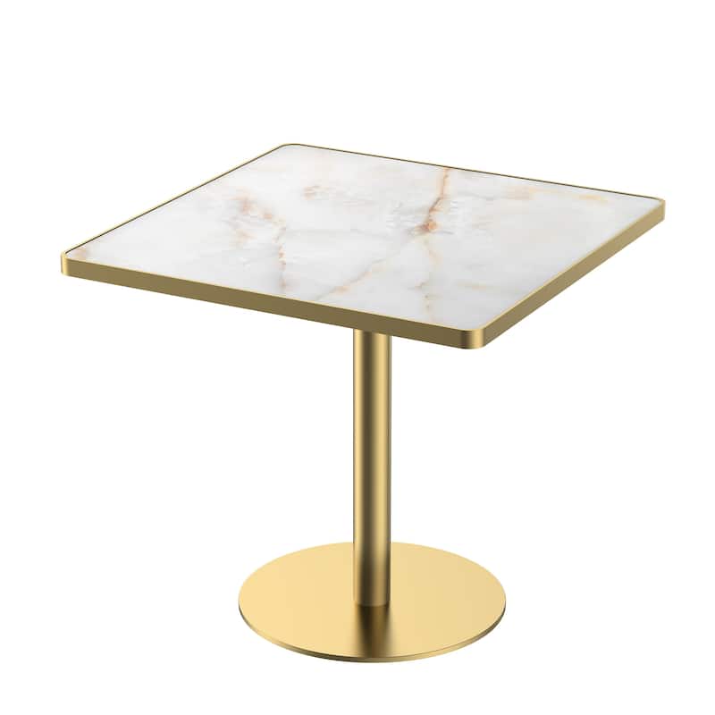 Square Modern Dinning Table 31.5 inches Bistro Table Tulip Table with Faux Marble top, Sturdy Metal Frame Diameter
