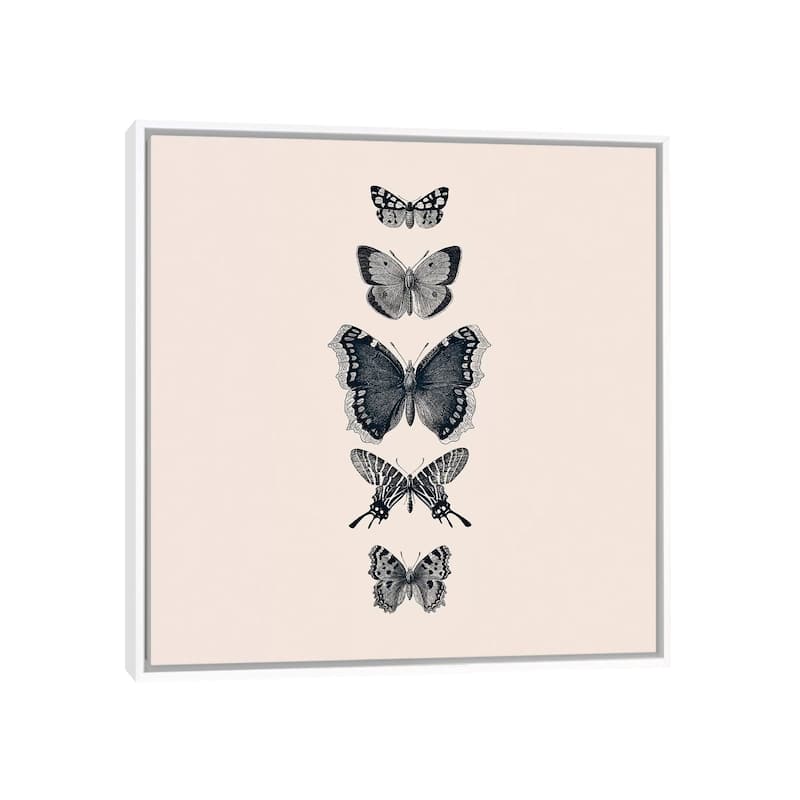 iCanvas "Inked Butterflies Beige Square" by Monika Strigel Framed Canvas Print - White - 37x37