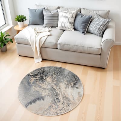 Camu Power Loomed Geometric Abstract Modern Stain Resistant Area Rug By HomeRoots - 46' X '46' X '0.5
