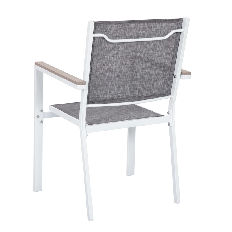 7-Piece Outdoor Dining Set with Umbrella Hole, Stackable Chairs
