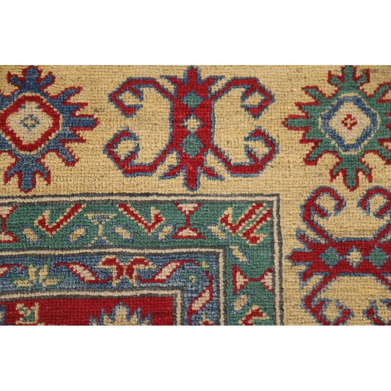 Hand Knotted Oriental 100% Wool Carpet Traditional Geometric Navy Blue & Blues Kazak Area Rug - 9' 9'' X 6' 6''