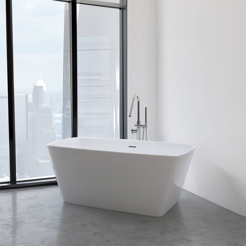 A&E Bath Chester Glossy White Freestanding Rectangle Bathtub