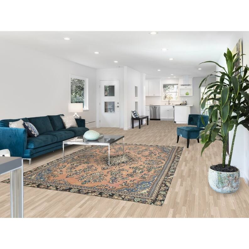 Hand Knotted Oriental 100% Wool Carpet Traditional Floral Coral Hamedan Area Rug - 9' 4'' X 6' 3''