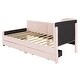 preview thumbnail 28 of 28, Twin Stripe L-shaped Semi-enclosed Daybed wStorage Drawers, Corduroy Upholstered Daybed, Wood Slat Support, No Spring Box Need
