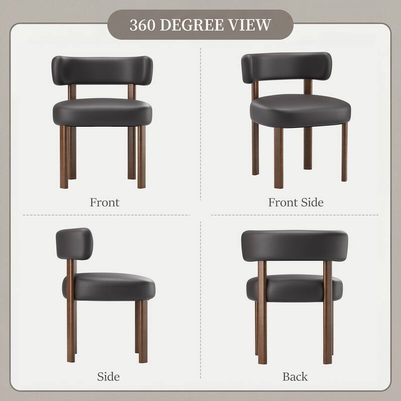 Modern Upholstered Dining Chairs with Solid Wood Legs Ergonomic Backrest - Set of 2