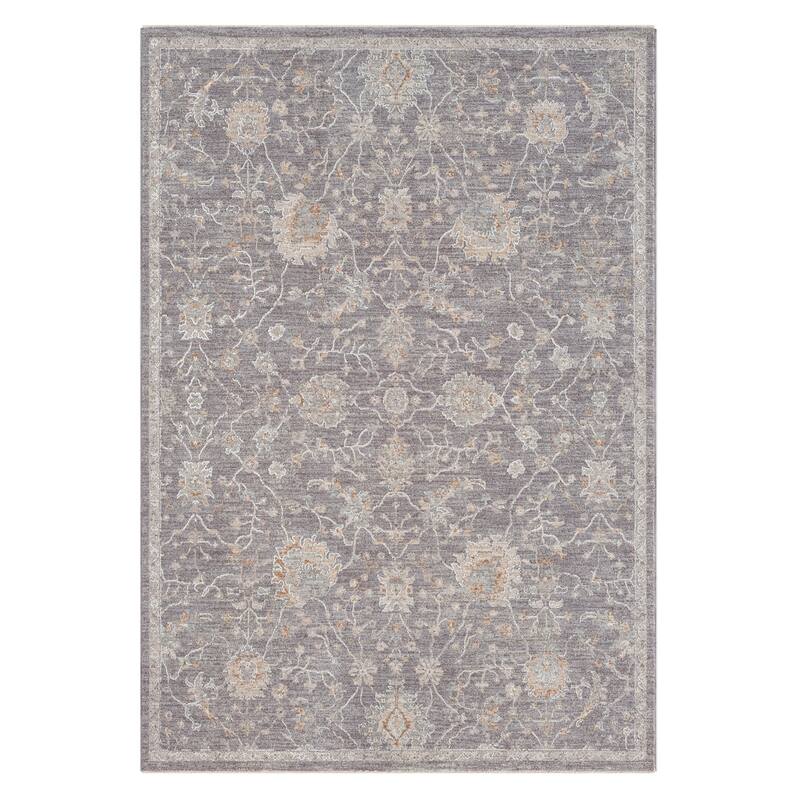Terra by Obeetee Estate Vintage Floral Rug - Charcoal - 7'9"