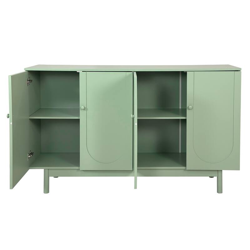 Functional 4-Door Intaglio Storage Cabinet with Pine Legs
