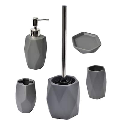 Diamond Bathroom Accessory Set 4-Pieces Gray