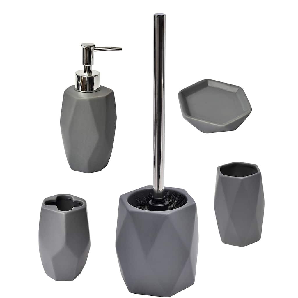 Diamond Bathroom Accessory Set 4-Pieces Gray