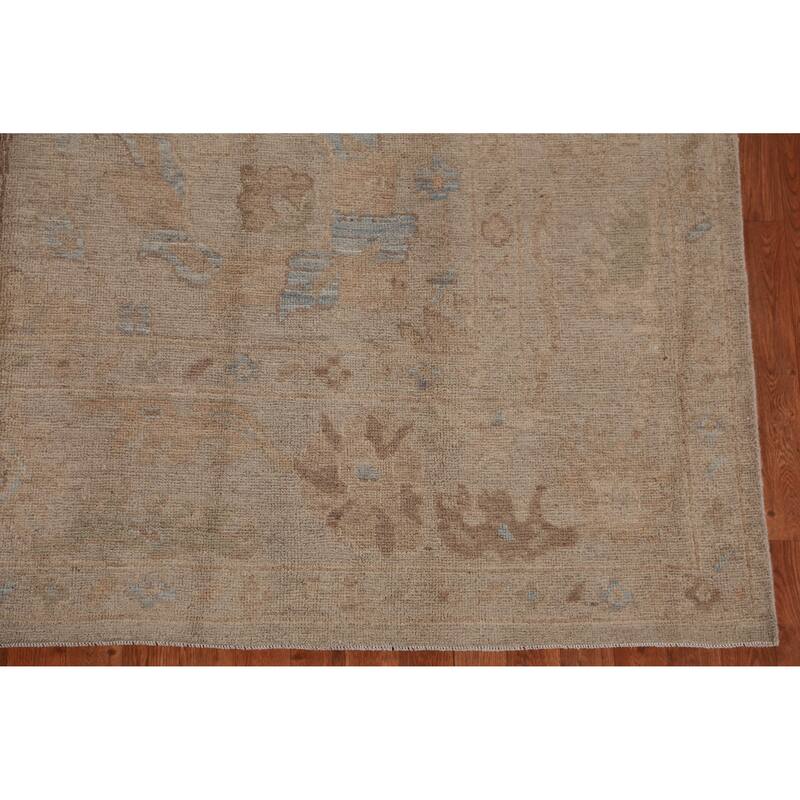 Hand Knotted Oriental 100% Wool Carpet Transitional Floral Beige & Ivories Oushak Area Rug - 9' 11'' X 8' 0''
