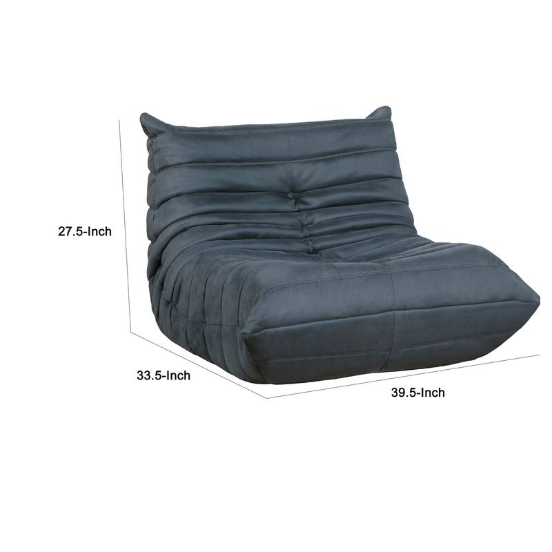 Revena Accent Floor Chair, Pleated Charcoal Gray Microfiber, Curved