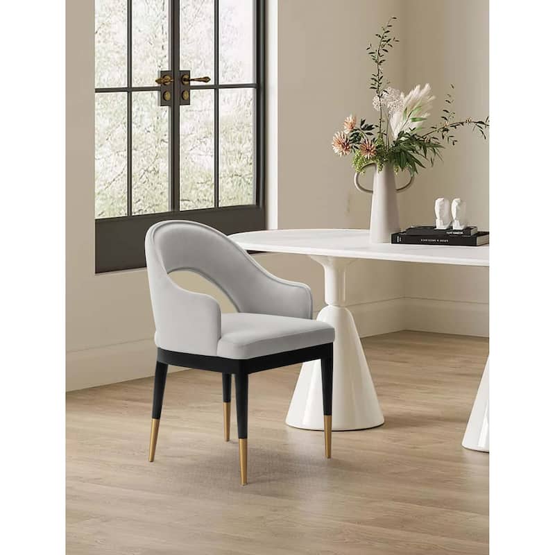 Manhattan Comfort Modern Carrington Velvet Dining Armchair - Grey - Single