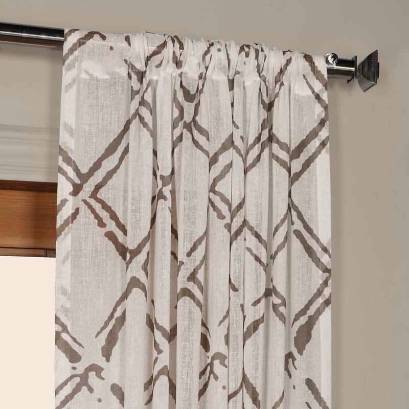 Exclusive Fabrics Normandy Printed Faux Linen Sheer Curtain (1 Panel)