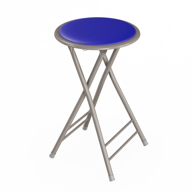 Trademark Home 24-Inch Folding Stool with 225lb Capacity - Royal Blue
