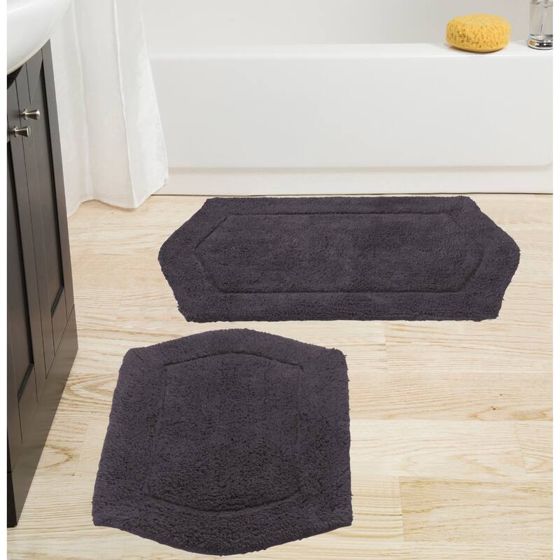 Home Weavers Porch & Den Heesacker Cotton 2-piece Bath Rug Set - Grey