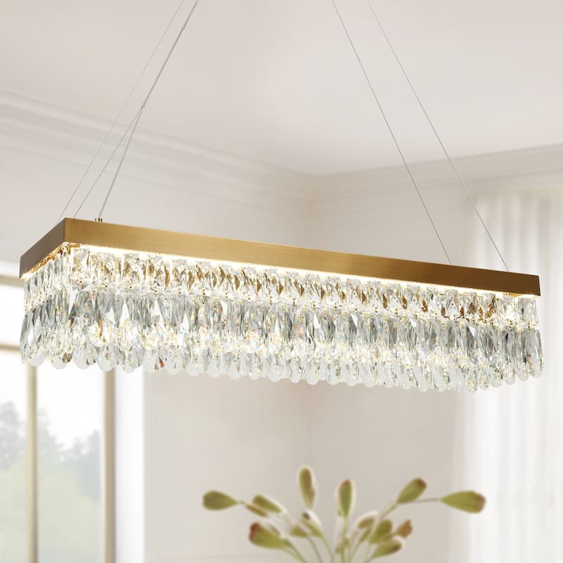 Modern LED Crystal Chandelier Island Lights for Kitchen Island - Gold