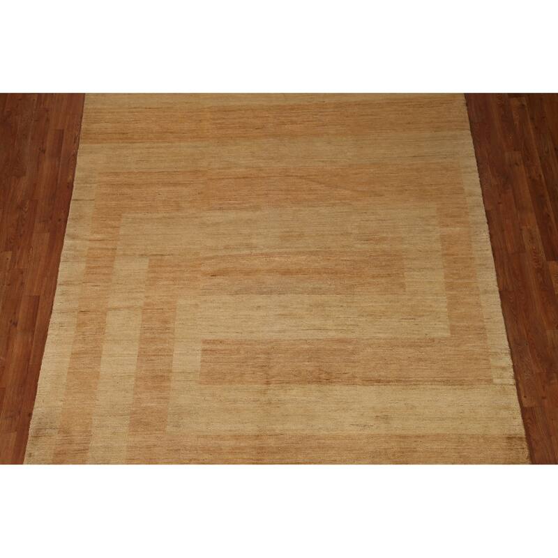 Vegetable Dye Modern Gabbeh Oriental Area Rug Hand-Knotted Wool Carpet - 6'10" x 8'0"