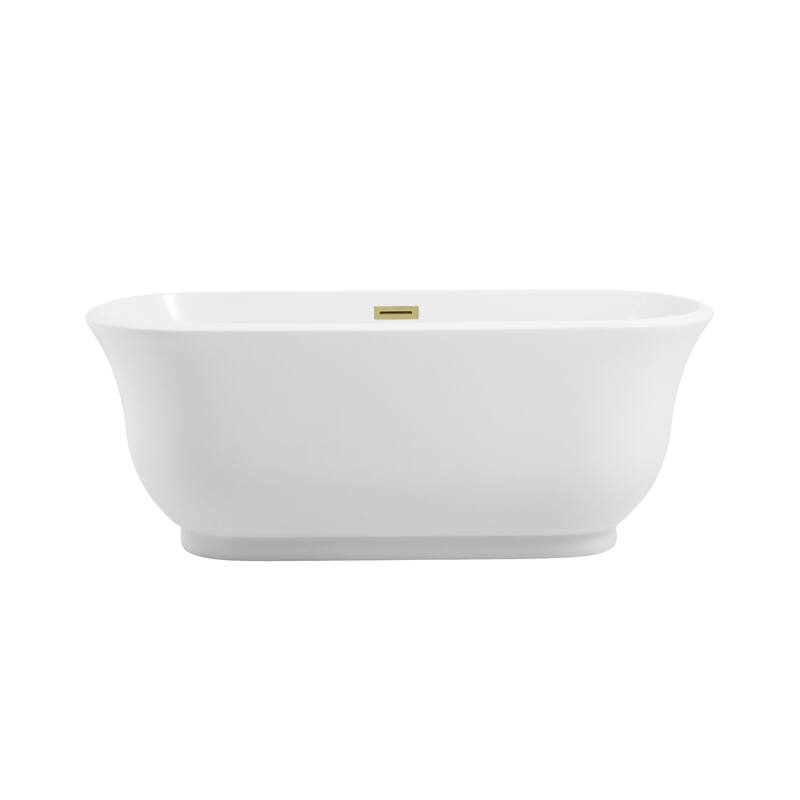 Cameron Soaking Bathtub in Glossy White - Glossy White with Brushed Gold Trim - 22"