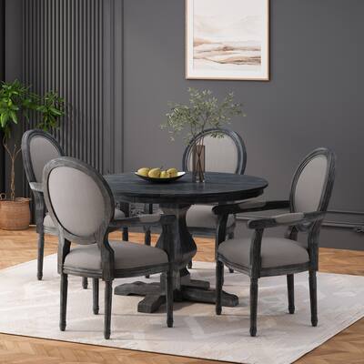 Joretta Upholstered 5 Piece Circular Dining Set by Christopher Knight Home