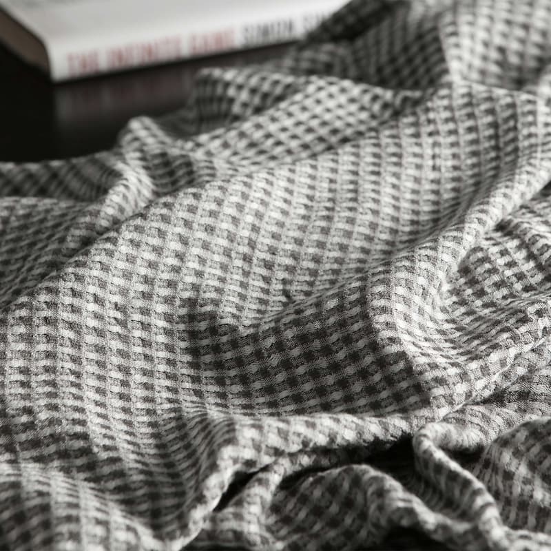Lightweight Breathable Waffle Weave Knit Throw Blanket, Soft Cozy Woven Blanket Perfect for All Season