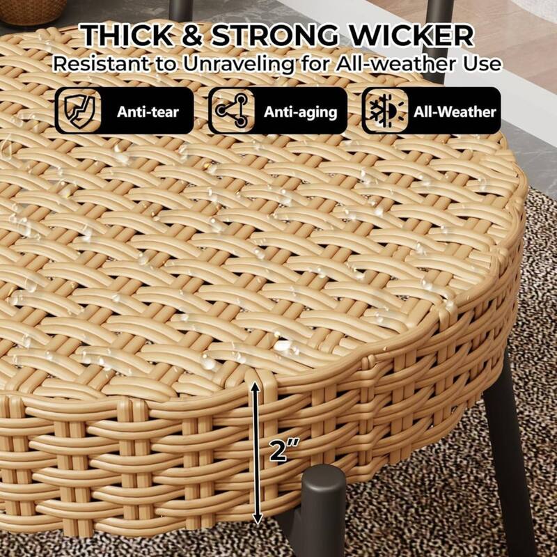 3 Pieces Outdoor Patio Set with Coffee Table for Balcony, Garden, Lawn or Backyard - 3PCs