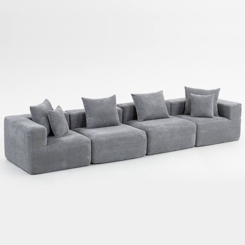 Flannelette Modular Sectional Sofa Full-Foam Build Compressed Couch