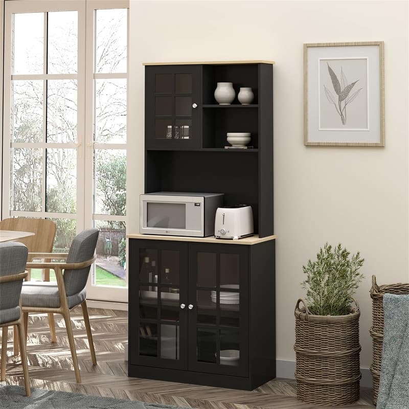 Kitchen Buffet with Hutch, Storage Pantry - 14.5"D x 31.5"W x 72"H