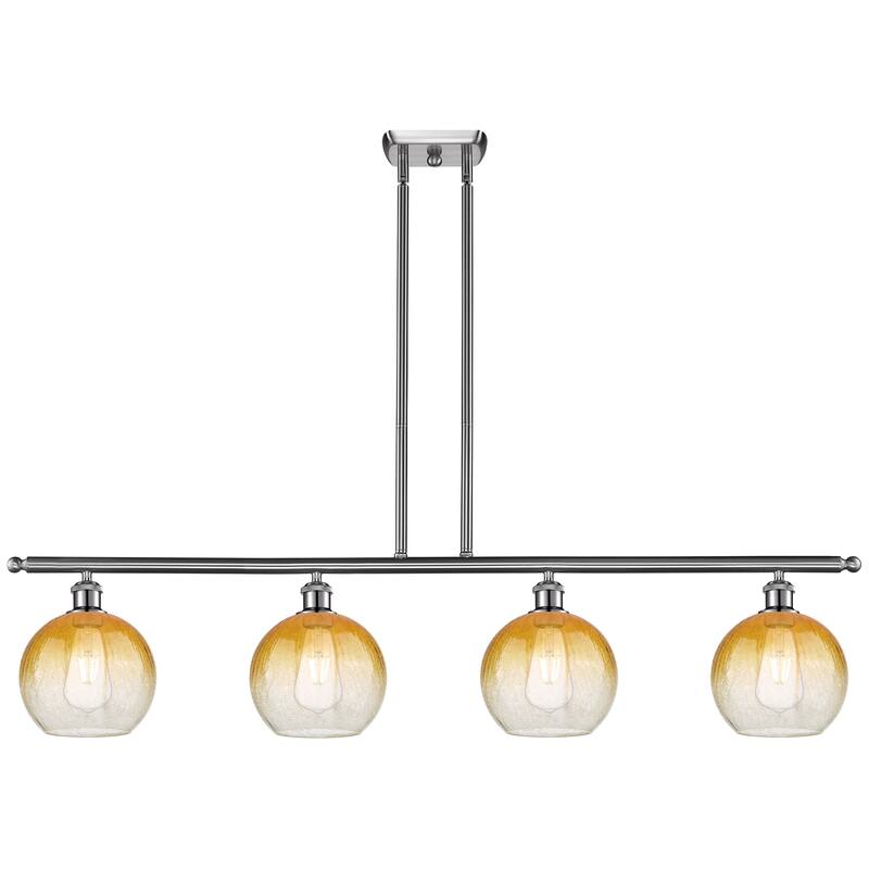 Innovations Lighting Endless Possibilities Ballston - Brookhaven Globe - 4 Light 48" Stem Hung Island Light - Amber/Brushed Satin Nickel