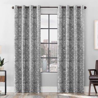Scott Living Osaka Inverted Brushstrokes Cotton Blend Total Blackout Grommet Curtain Panel, Single Panel