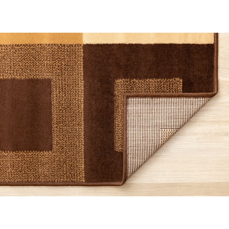 Florence Collection - Vintage Brown Squares Area Rug