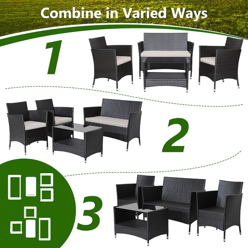 Gymax 8PCS Outdoor Sofa Set Patio Rattan Wicker Conversation Set w/